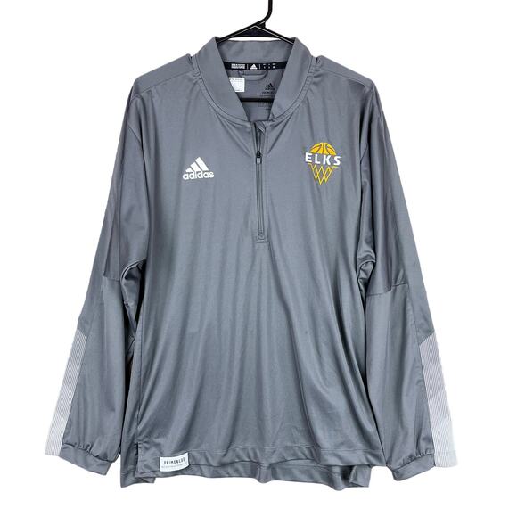 Adidas Mens Shirt Gray 1/4 Zip Pullover Primeblue Athletic Long Sleeve Large - Picture 1 of 14